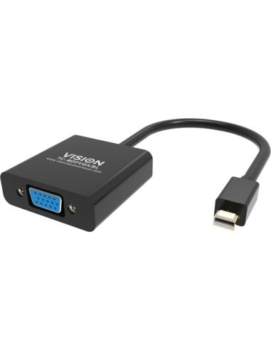 Vision TC-MDPVGA/BL adaptador de cable de vídeo Mini DisplayPort VGA (D-Sub) Negro