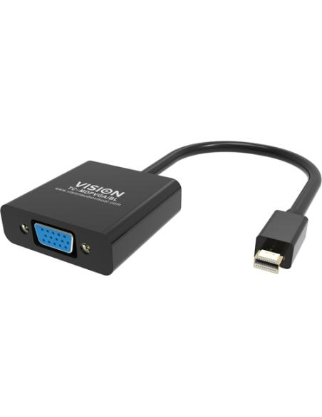 Vision TC-MDPVGA/BL adaptador de cable de vídeo Mini DisplayPort VGA (D-Sub) Negro