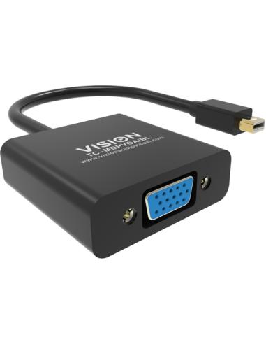 Vision TC-MDPVGA/BL adaptador de cable de vídeo Mini DisplayPort VGA (D-Sub) Negro