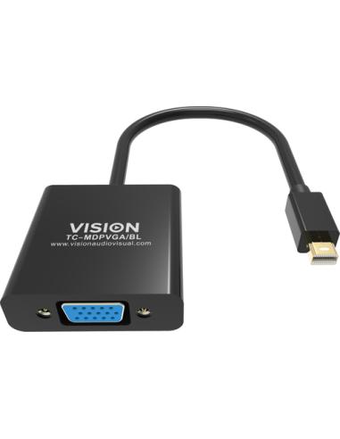 Vision TC-MDPVGA/BL adaptador de cable de vídeo Mini DisplayPort VGA (D-Sub) Negro