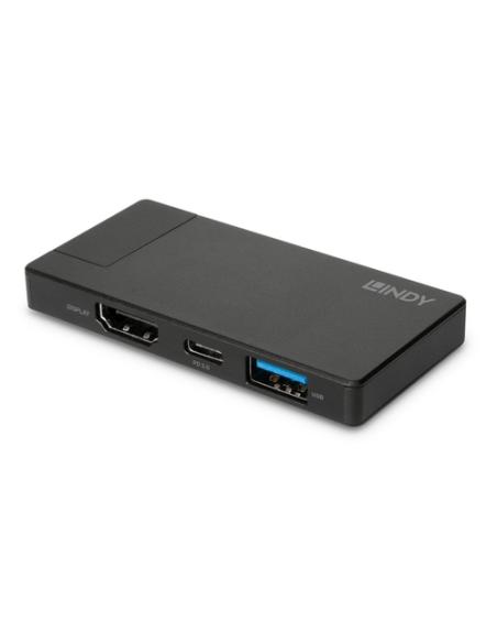 Lindy 43336 base para portátil y replicador de puertos Alámbrico USB 3.2 Gen 1 (3.1 Gen 1) Type-C Negro