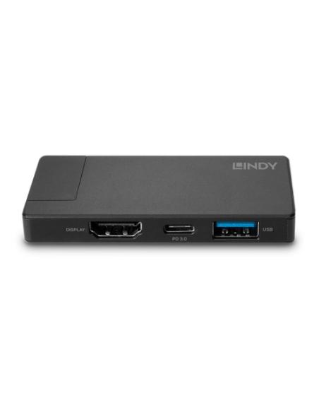 Lindy 43336 base para portátil y replicador de puertos Alámbrico USB 3.2 Gen 1 (3.1 Gen 1) Type-C Negro
