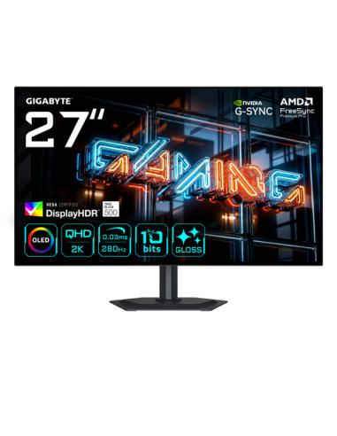 GIGABYTE MO27Q28GR Monitor Gaming WOLED Brillante 27” QHD - 2560 x 1440, 280Hz, 0.03ms, 335 cd/m², Display HDR True Black 500, H