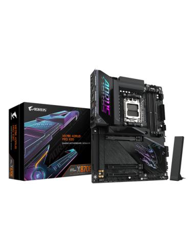 GIGABYTE X870E AORUS PRO X3D Placa Base - Compatible con procesadores AMD Ryzen 9000, VRM digital de 18+2+2 fases, hasta 9000MHz