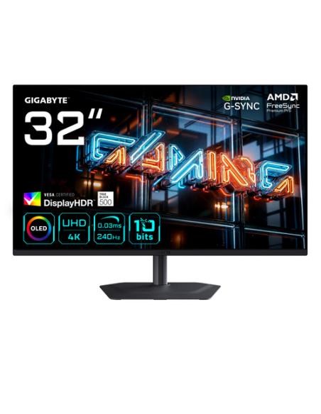 GIGABYTE MO32U24 Monitor Gaming OLED 32” 4K UHD - 3840 x 2160, 240Hz, 0.03ms, 300 cd/m², G-Sync Compatible, FreeSync Premium Pro