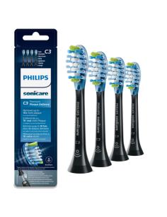Philips C3 Premium Plaque Defence HX9044/33 Pack de 4 cabezales negros de cepillos Sonicare