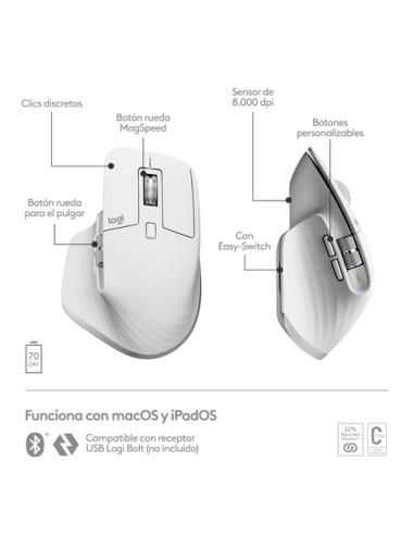 Logitech MX Master 3S for Mac ratón Oficina Mano derecha Bluetooth Laser 8000 DPI