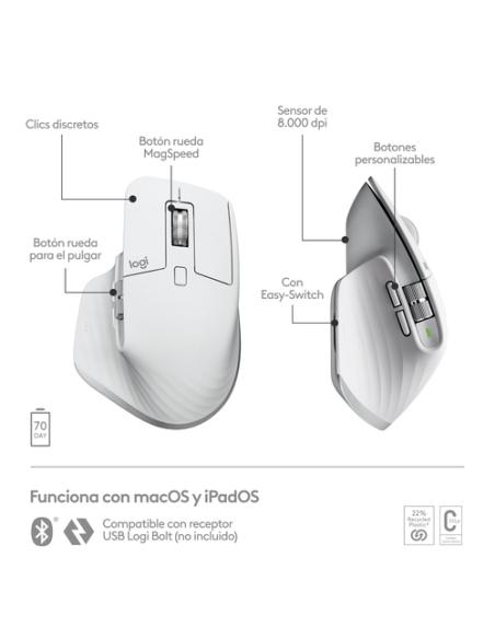 Logitech MX Master 3S for Mac ratón Oficina Mano derecha Bluetooth Laser 8000 DPI