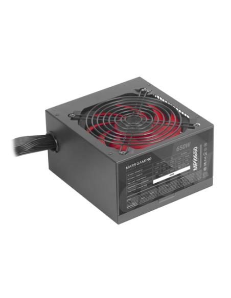 Mars Gaming MPIII650, Fuente Alimentación PC ATX 650W, 5 Años de Garantía, 85% Eficiencia, Sistema Digital APFC, Ventilador FDB 