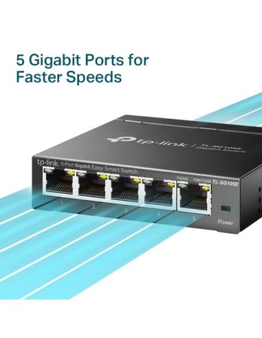 TP-Link TL-SG105E switch Gestionado L2 Gigabit Ethernet (10/100/1000) Negro
