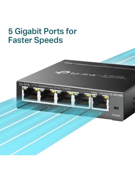 TP-Link TL-SG105E switch Gestionado L2 Gigabit Ethernet (10/100/1000) Negro