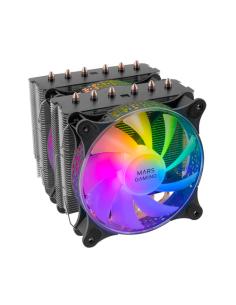 Mars Gaming Disipador CPU, Doble Torre Refrigeración, 6 Heatpipes HCT, TDP 300 W, 2 Ventiladores ARGB PWM 12 cm, MCPUXT, Color N