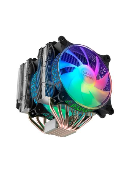 Mars Gaming Disipador CPU, Doble Torre Refrigeración, 6 Heatpipes HCT, TDP 300 W, 2 Ventiladores ARGB PWM 12 cm, MCPUXT, Color N