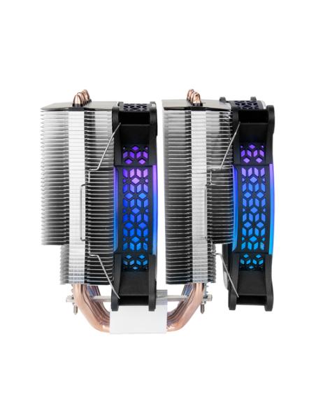 Mars Gaming Disipador CPU, Doble Torre Refrigeración, 6 Heatpipes HCT, TDP 300 W, 2 Ventiladores ARGB PWM 12 cm, MCPUXT, Color N