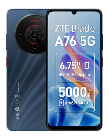 ZTE Blade A76 5G 17,1 cm (6.75") SIM doble USB Tipo C 6 GB 128 GB 5000 mAh Negro