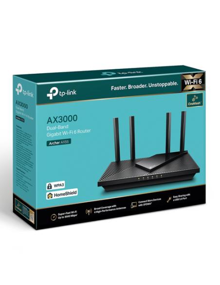 TP-Link Archer AX55 router inalámbrico Gigabit Ethernet Doble banda (2,4 GHz / 5 GHz) Negro