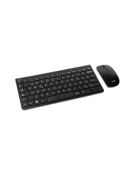 TooQ Teclado compacto + Ratón slim inalámbrico, Negro