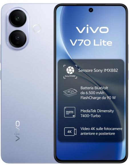 VIVO V70 Lite 5G 17,2 cm (6.77") Android 16.0 USB Tipo C 6 GB 256 GB 6500 mAh Azul
