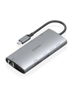 AISENS USB-C Dock 10 en 1, USB-C a 1xHDMI, 1xDisplayPort, 1xRJ45, 1xUSB-A 10G, 1xUSB-A 5G, 2xUSB-C 10G, 1xUSB-C PD100W, 1xSD, 1x