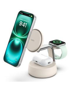 Belkin Qi2 Fitness tracker, Auriculares, Smartphone, Reloj inteligente Blanco USB Cargador inalámbrico Carga rápida Interior
