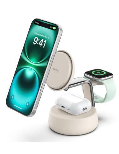 Belkin Qi2 Fitness tracker, Auriculares, Smartphone, Reloj inteligente Blanco USB Cargador inalámbrico Carga rápida Interior