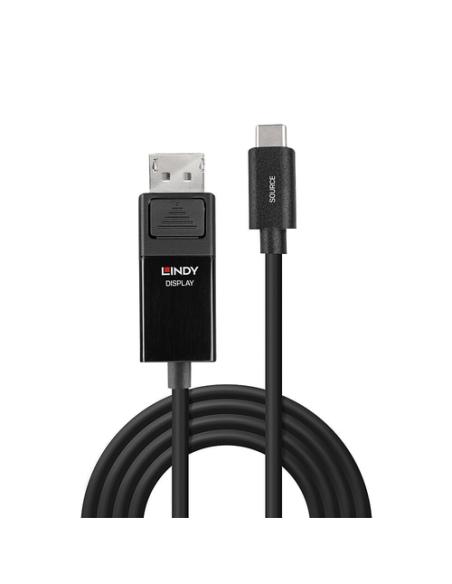 Lindy 43341 adaptador de cable de vídeo 1 m USB Tipo C DisplayPort Negro