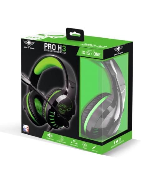 Spirit of Gamer PRO-H3 XBOX EDITION Auriculares Alámbrico Diadema Juego Negro, Verde