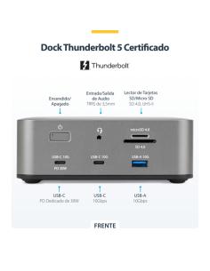 StarTech.com Docking Station Universal Thunderbolt 5 - 4K 144Hz/8K 60Hz - 120Gbps de Pico de Ancho de Banda - Carga PD 140W para
