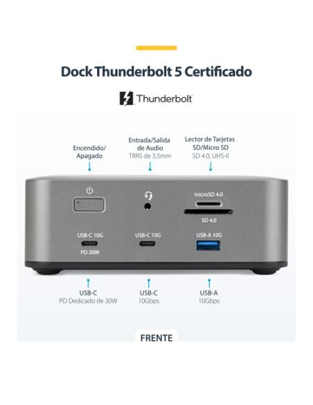 StarTech.com Docking Station Universal Thunderbolt 5 - 4K 144Hz/8K 60Hz - 120Gbps de Pico de Ancho de Banda - Carga PD 140W para