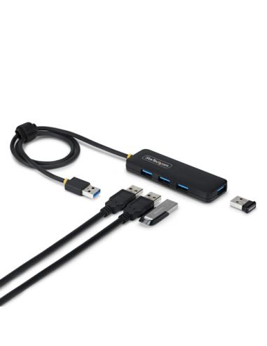 StarTech.com Hub USB-A de 4 Puertos - 5 Gbps - Ladrón USB Alimentado por el Bus USB - Concentrador de 4 Puertos - Plástico PCR -