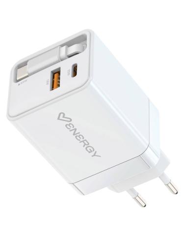 Energy Sistem Retractable Charger Universal Blanco Corriente alterna Interior