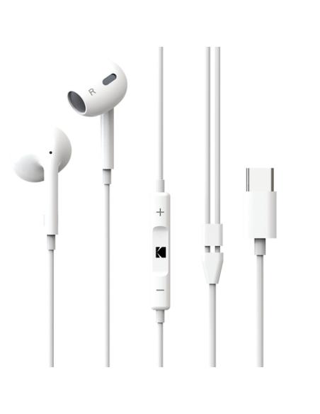 Kodak 887930425741 auricular y casco Auriculares Alámbrico Dentro de oído Llamadas/Música USB Tipo C Blanco