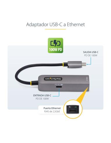 StarTech.com Adaptador de Red USB Tipo C a Ethernet - Adaptador de Red Externo USB-C a RJ45 2,5/1Gb - NBASE-T - USB 3.1 - Entreg