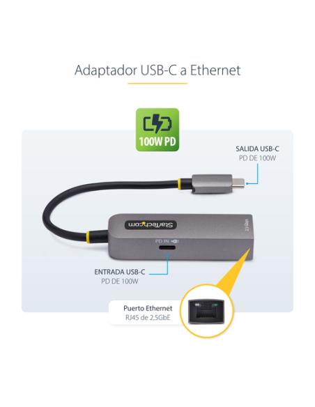 StarTech.com Adaptador de Red USB Tipo C a Ethernet - Adaptador de Red Externo USB-C a RJ45 2,5/1Gb - NBASE-T - USB 3.1 - Entreg