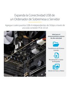 StarTech.com Tarjeta PCI Express de 4 Puertos USB-A - Tarjeta PCIe USB 3.2 de 5Gbps - 4 Controladores USB Independientes - Hub I