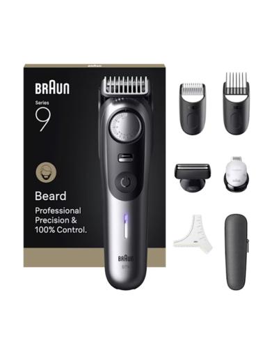 Braun BeardTrimmer 9 BT9520 depiladora para la barba Batería 52 2 cm Mojado y seco Negro, Gris
