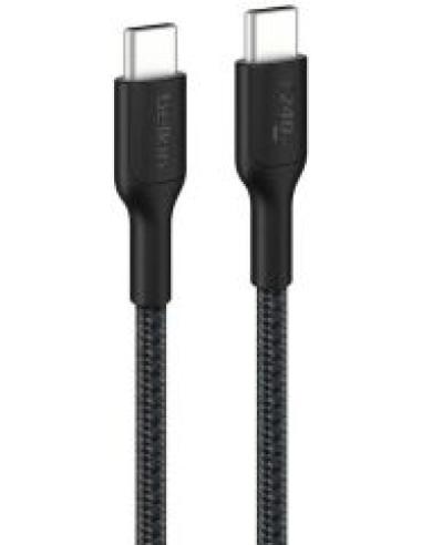 cable desde usb-c macho a usb-c macho longitud 1 metro exterior trenzado carga rapida 240w color negro