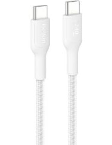 cable desde usb-c macho a usb-c macho longitud 1 metro exterior trenzado carga rapida 240w color blanco