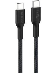 cable desde usb-c macho a usb-c macho longitud 2 metros exterior trenzado carga rapida 240w color negro