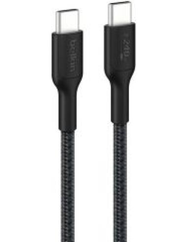 cable desde usb-c macho a usb-c macho longitud 2 metros exterior trenzado carga rapida 240w color negro