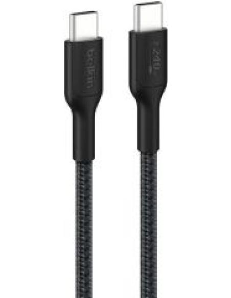 cable desde usb-c macho a usb-c macho longitud 2 metros exterior trenzado carga rapida 240w color negro