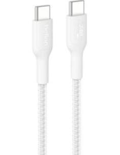 cable desde usb-c macho a usb-c macho longitud 2 metros exterior trenzado carga rapida 240w color blanco