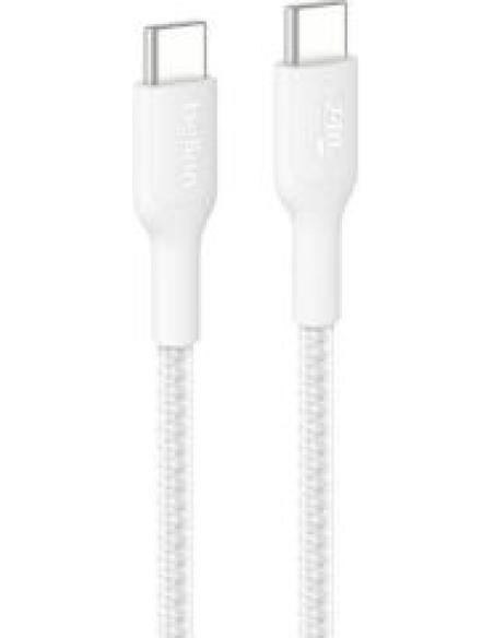 cable desde usb-c macho a usb-c macho longitud 2 metros exterior trenzado carga rapida 240w color blanco