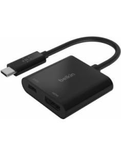 adaptador desde usb-c macho a hdmi hembra + carga 60w resolucion hasta 4k 60hz ( requiere usb-c compatible dispalyport o thunder