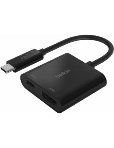 adaptador desde usb-c macho a hdmi hembra + carga 60w resolucion hasta 4k 60hz ( requiere usb-c compatible dispalyport o thunder