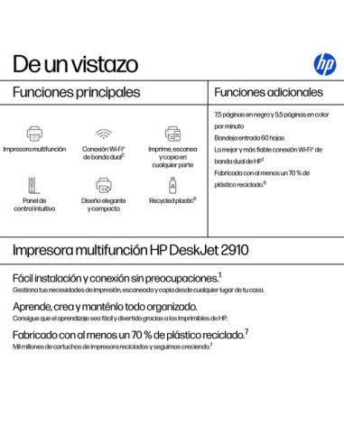 HP DeskJet 2910 Inalámbrico All-in-One Color Impresora, Instant Ink