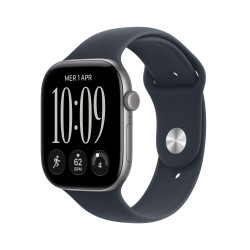 Apple watch series 12 gps caja de aluminio gris espacial 46mm, color de correa azul marino correa deportiva talla m/l