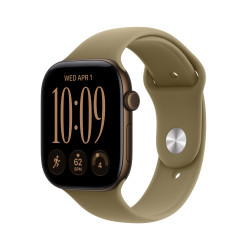 Apple watch series 12 gps caja de aluminio bronce oscuro 46mm, color de correa verde oliva correa deportiva talla m/l