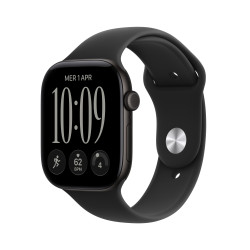 Apple watch series 12 gps caja de aluminio negro 46mm, color de correa negra correa deportiva talla m/l