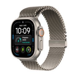 Apple watch ultra 4 gps + cellular caja de titanium natural 49mm, color de correa titanium natural pulsera milanese loop talla m